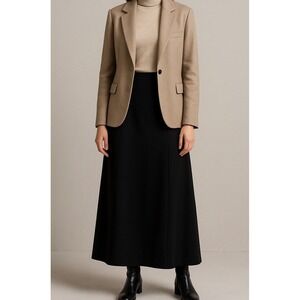 Black Trevira Maxi Skirt Lined Minimalist Quiet Luxury Deutsch Sz 40 (US Sz S/M)